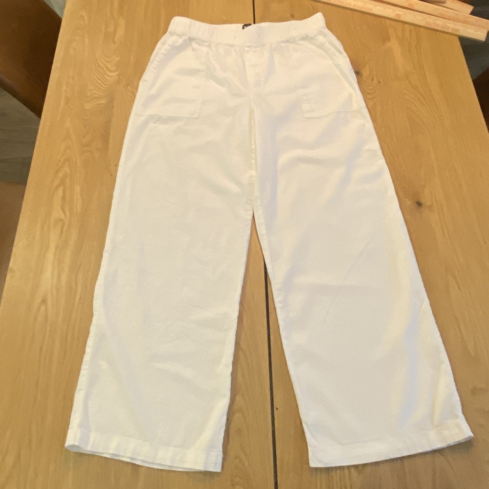 Gap wide leg Linen trouser Pants Women's Medium White*